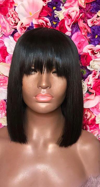 Best selling 10inch 3way closure fringe wig