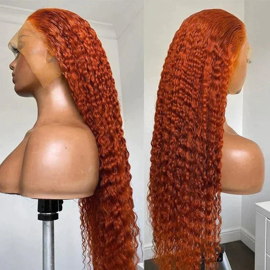 Kamo Ginger Orange Deep Curl Frontal Wig